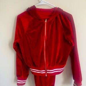 Dark red velvet like Tracksuit
